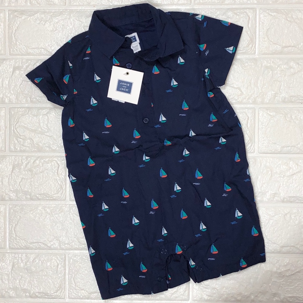 JANIE AND JACK Blue Shorts Romper